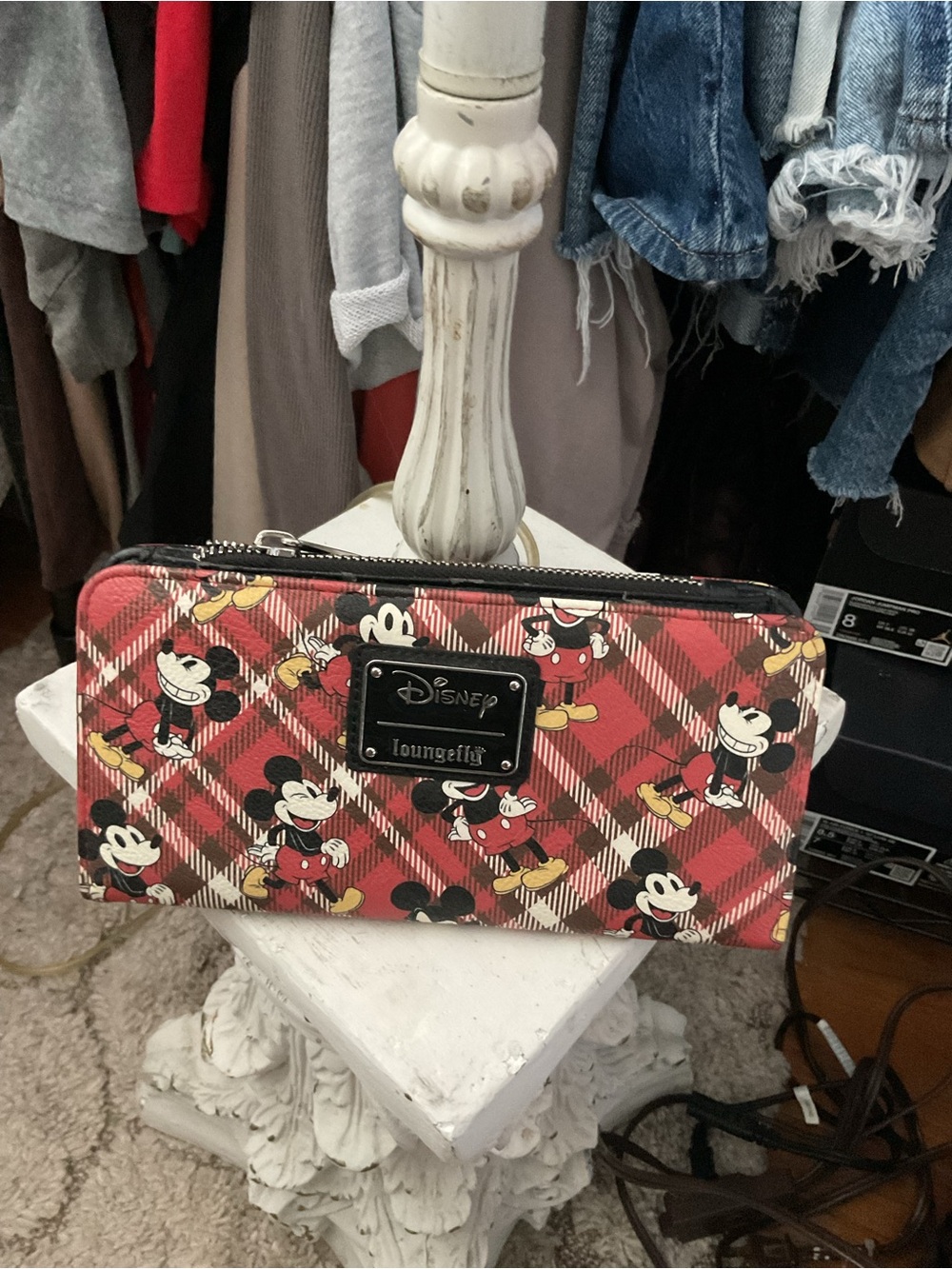 Loungefly Red Plaid Mickey Mouse Zip-Around Wallet
